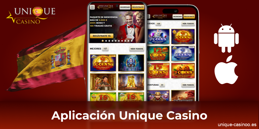 Aplicación móvil Unique Casino para Android e iOS