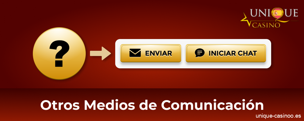Otros métodos de contacto con el equipo de asistencia de Unique Casino