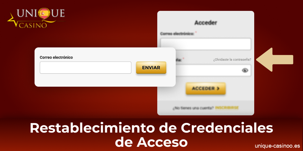 Recuperación de la contraseña de la cuenta de Unique Casino