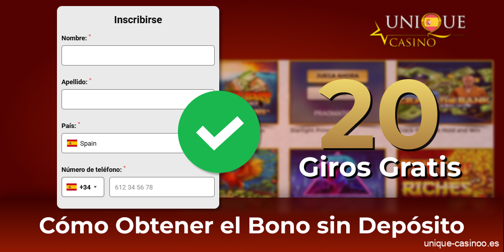 Instrucciones para obtener un bono sin depósito en Unique Casino