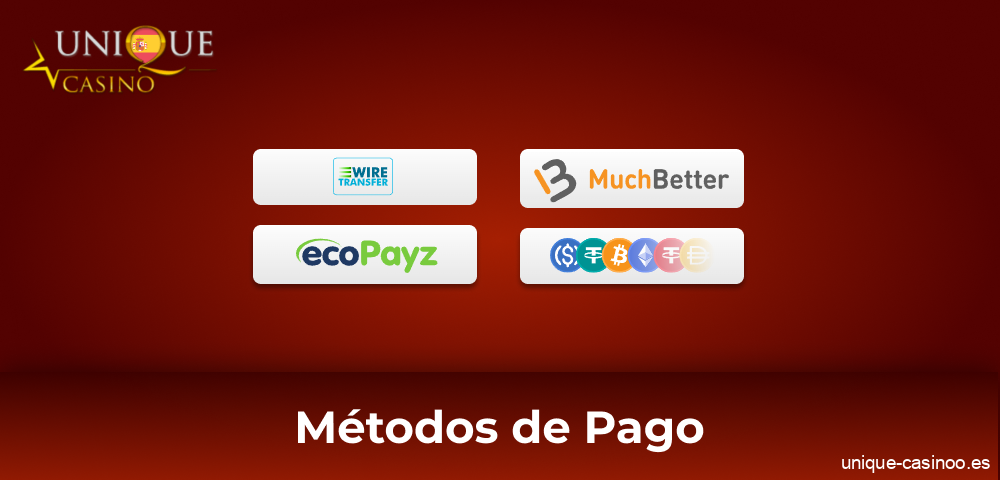 Métodos de retirada disponibles en Unique Casino