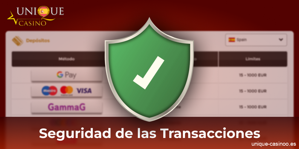 Todas las transacciones en Unique Casino son seguras